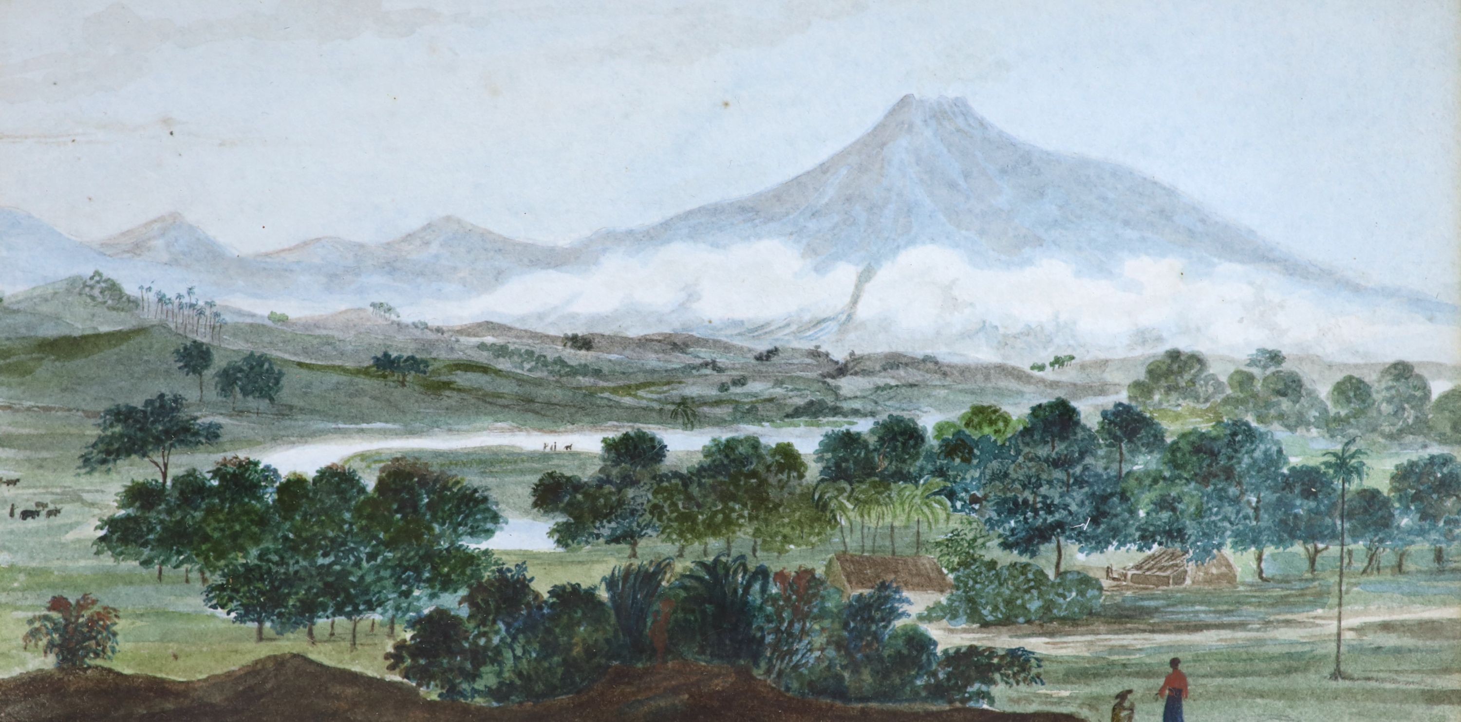 English School circa 1900, pair of watercolours, views of Costa Rica, 12 x 22 cm.